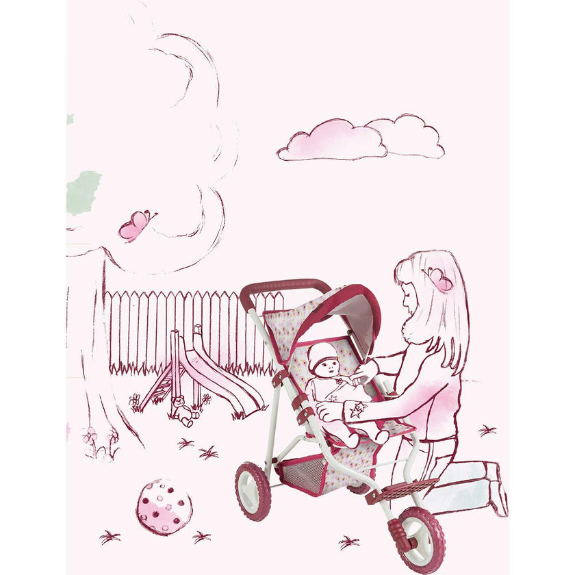 Gotz 3‑Wheel Doll Buggy "Happy Flower" – Compact Flower‑Print Doll Stroller with Sunshade