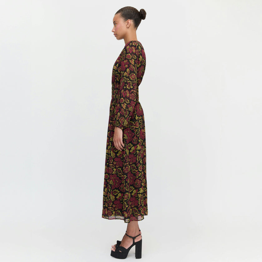 The Rosely Dress - Black Palampore Floral