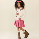Girls Western Zip Sweater - Cream and Brown