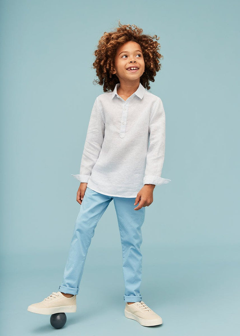 Light Blue Stripes 100% Linen Shirt
