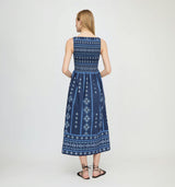 The Cosima Nap Dress - Navy Diamond Batik