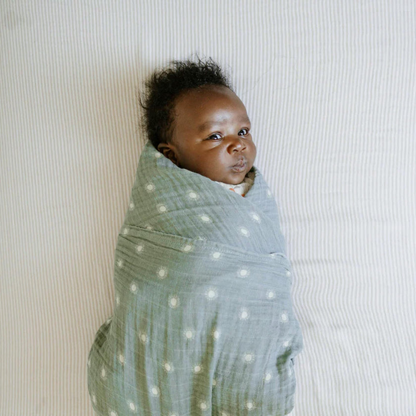 Organic Cotton Muslin Crib Sheet - Sand Stripe