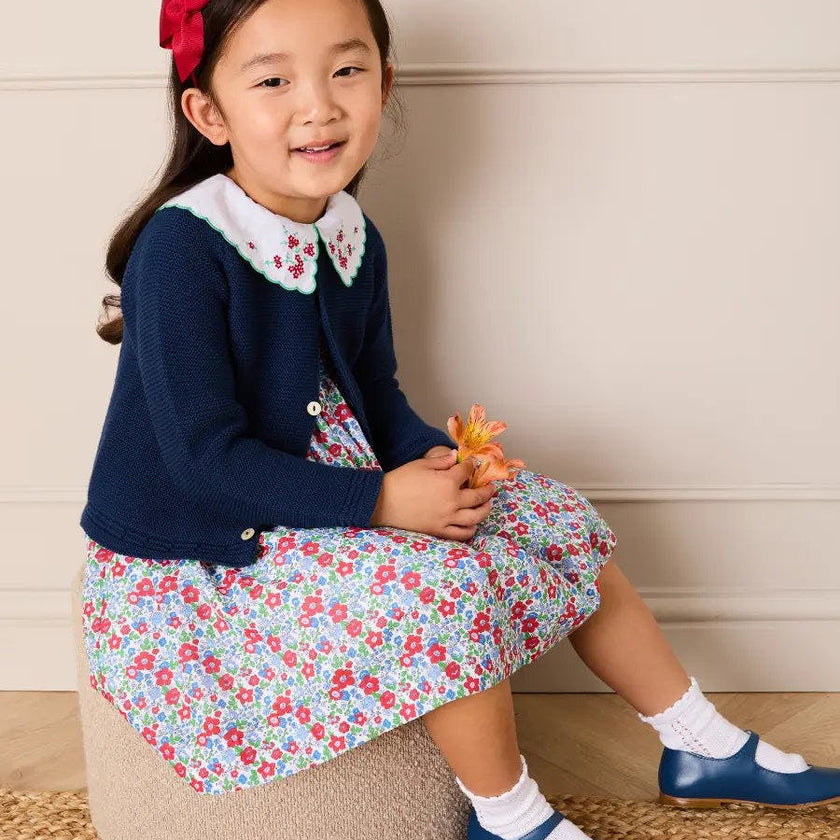 Emilia Floral Embroidered Collar Sleeveless Dress in Red (12mths- 10yrs)