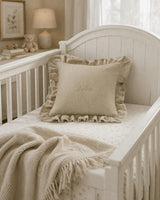 DH Taupe Gauze Bebe Ruffle Accent Pillow
