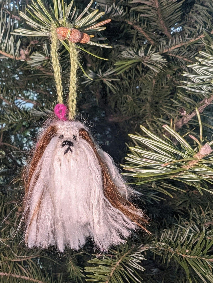 Shih Tzu Dog Hand Knit Christmas Ornament