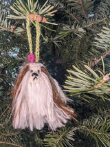 Shih Tzu Dog Hand Knit Christmas Ornament