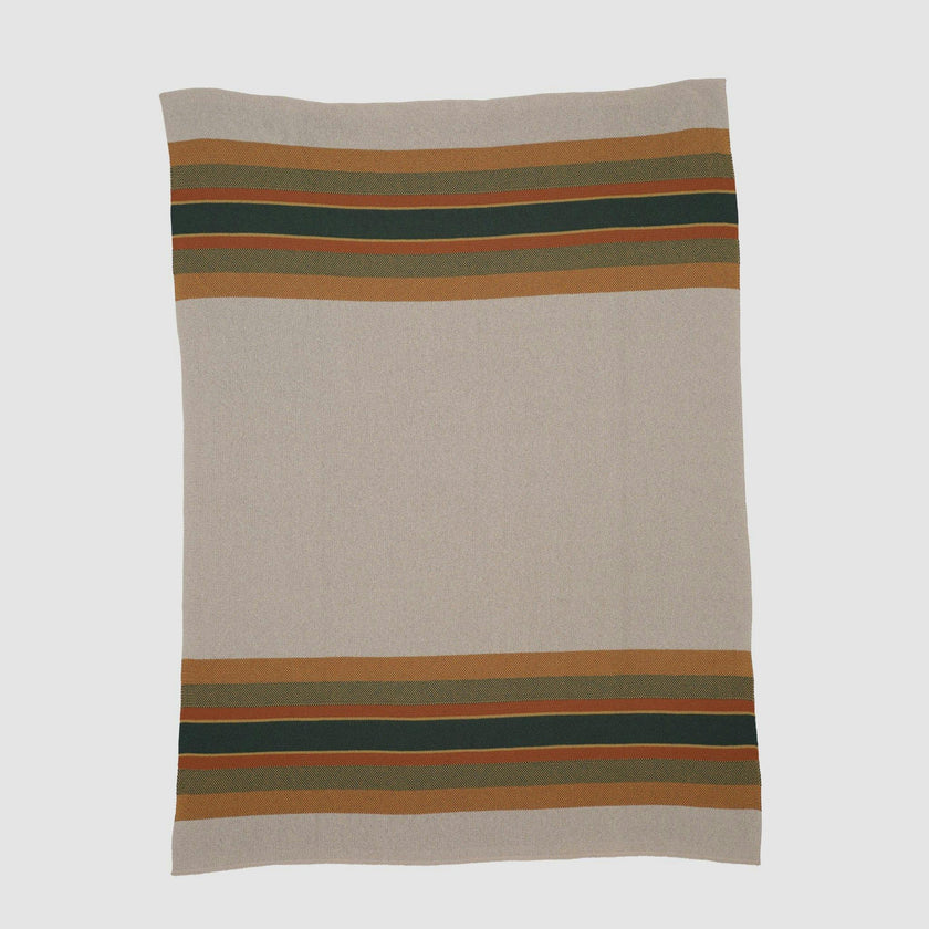 Cotton Sustainable Knit Throw Blanket | Lodge Stripe