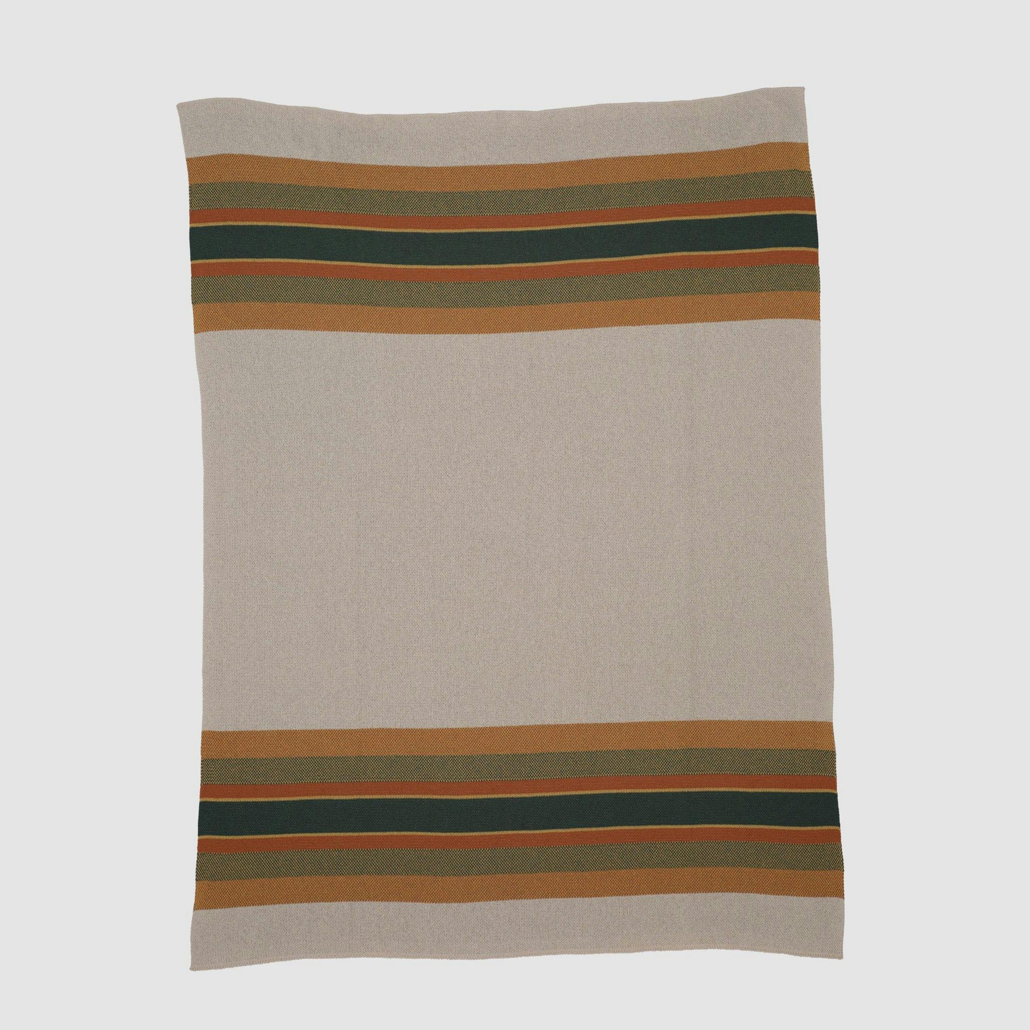 Cotton Sustainable Knit Throw Blanket | Lodge Stripe