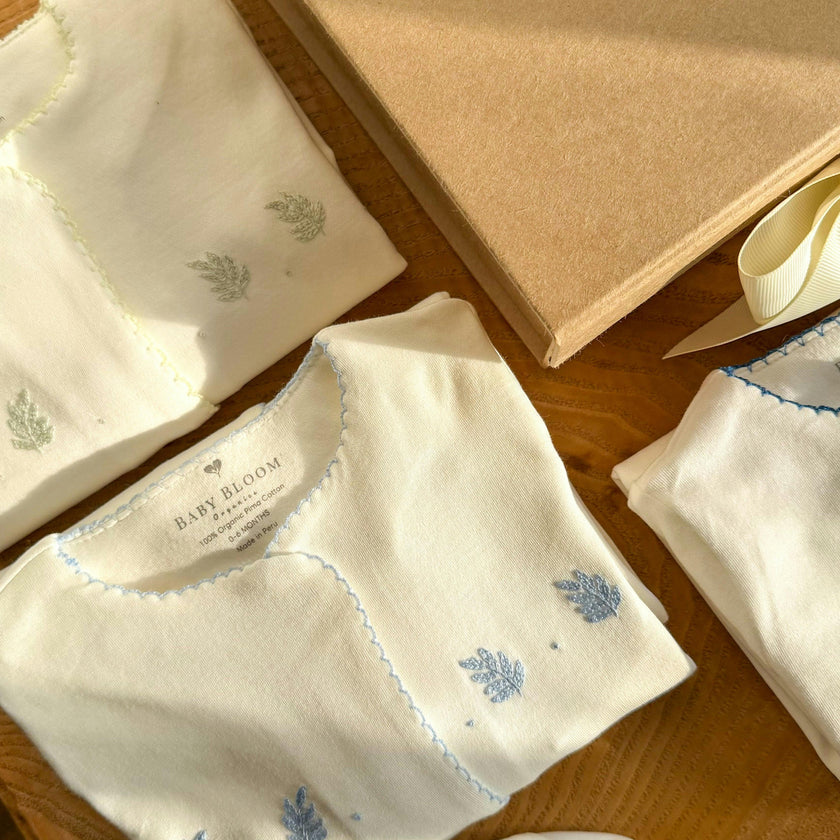Organic Pima Baby Gown Palm Blue