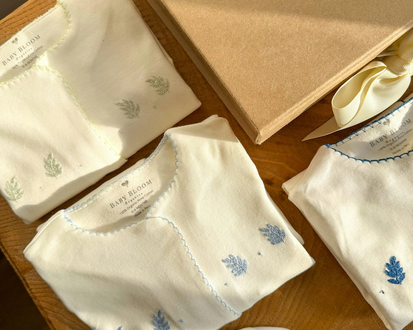 Organic Pima Baby Gown Palm Blue