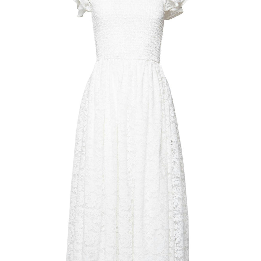 Hattie Dress in White Lace