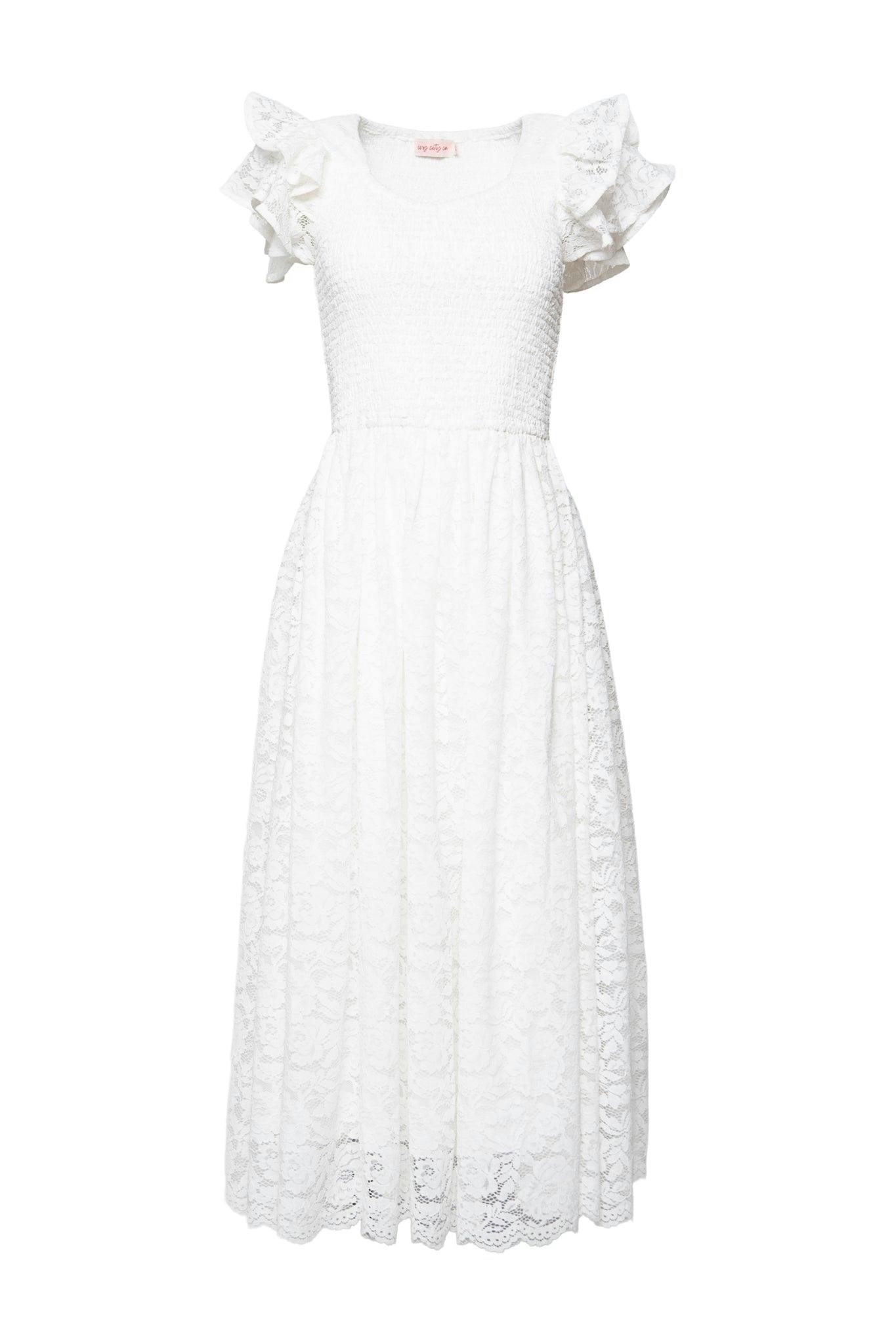 Hattie Dress in White Lace
