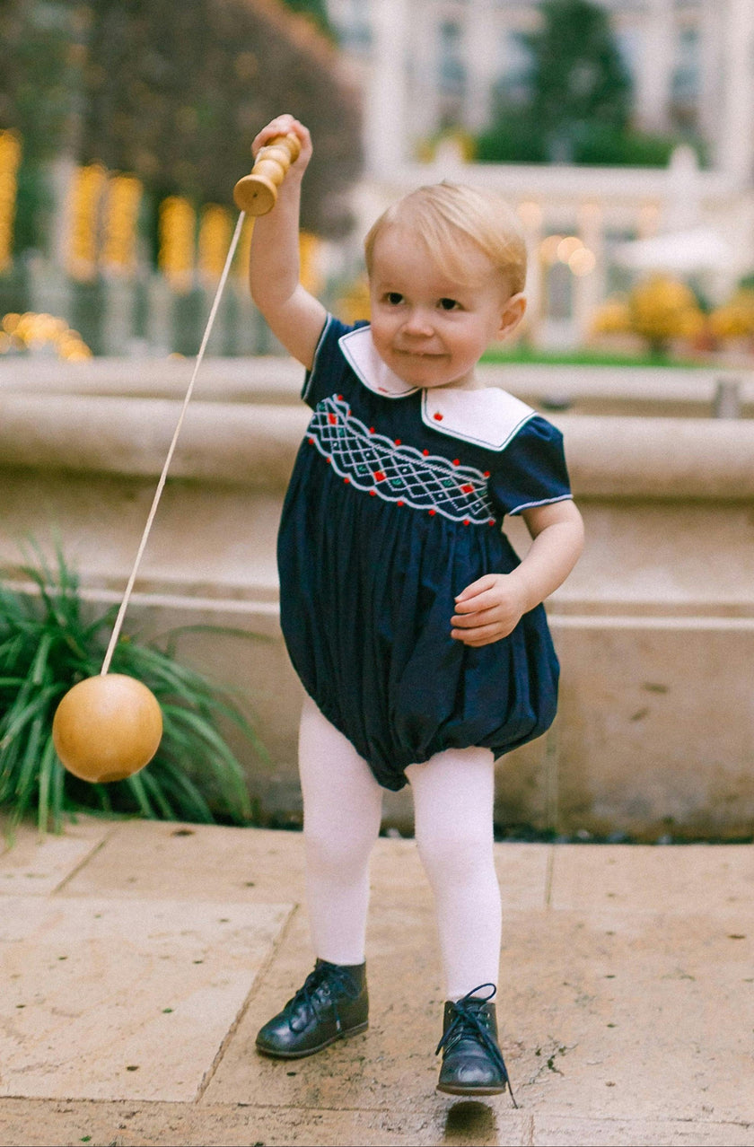 MARINE NAVY SMOCKED ROMPER