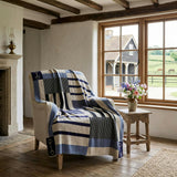 Cotton Sustainable Knit Plaid Throw Blanket - Equestrian Stable Stripe