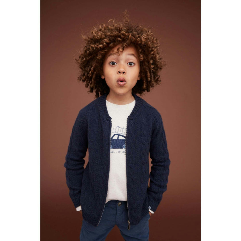 Long Sleeve Embroidered Car T-shirt