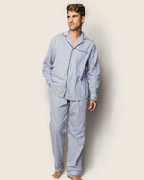 Men's Twill Pajama Set in Navy French Ticking