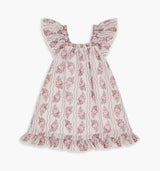 The Tiny Lucinda Dress - Peony Scallop Stripe Pink