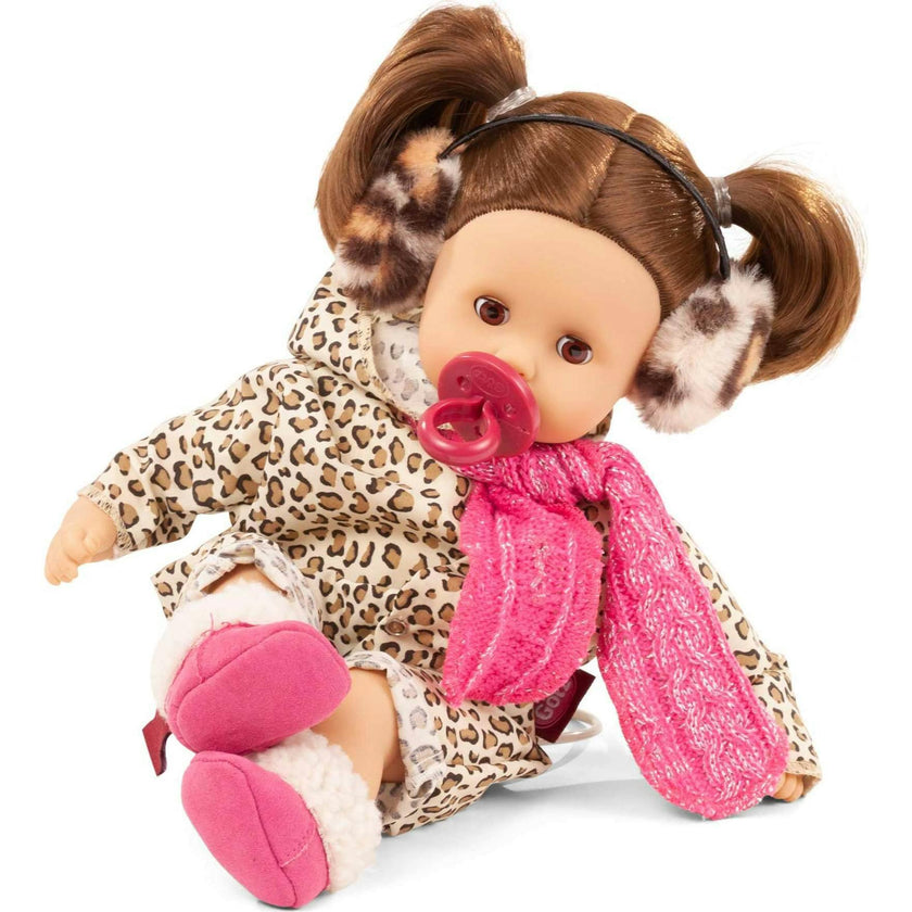 Muffin 13" Baby Doll with Brown Hair Sleepy Brown Eyes and Winter Outfit
