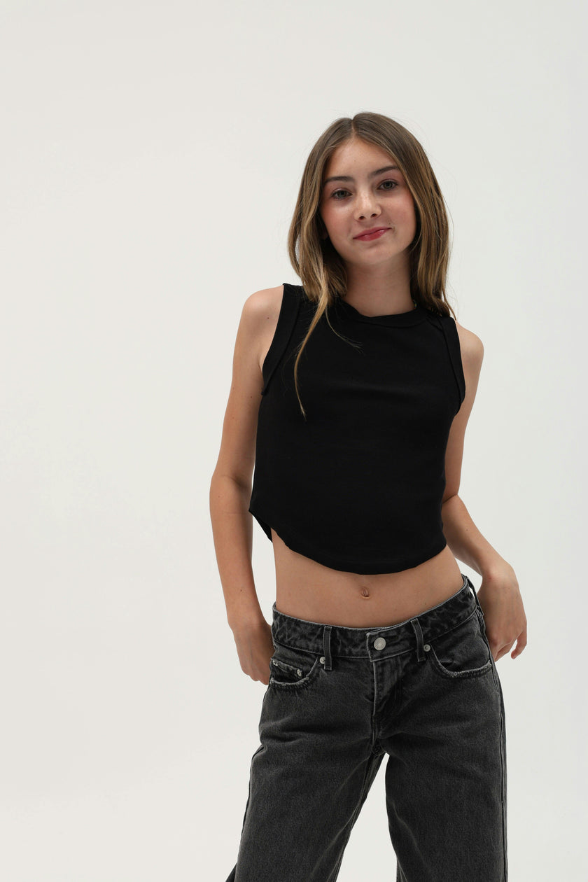 Ribbed Exposed Seam Tank Top