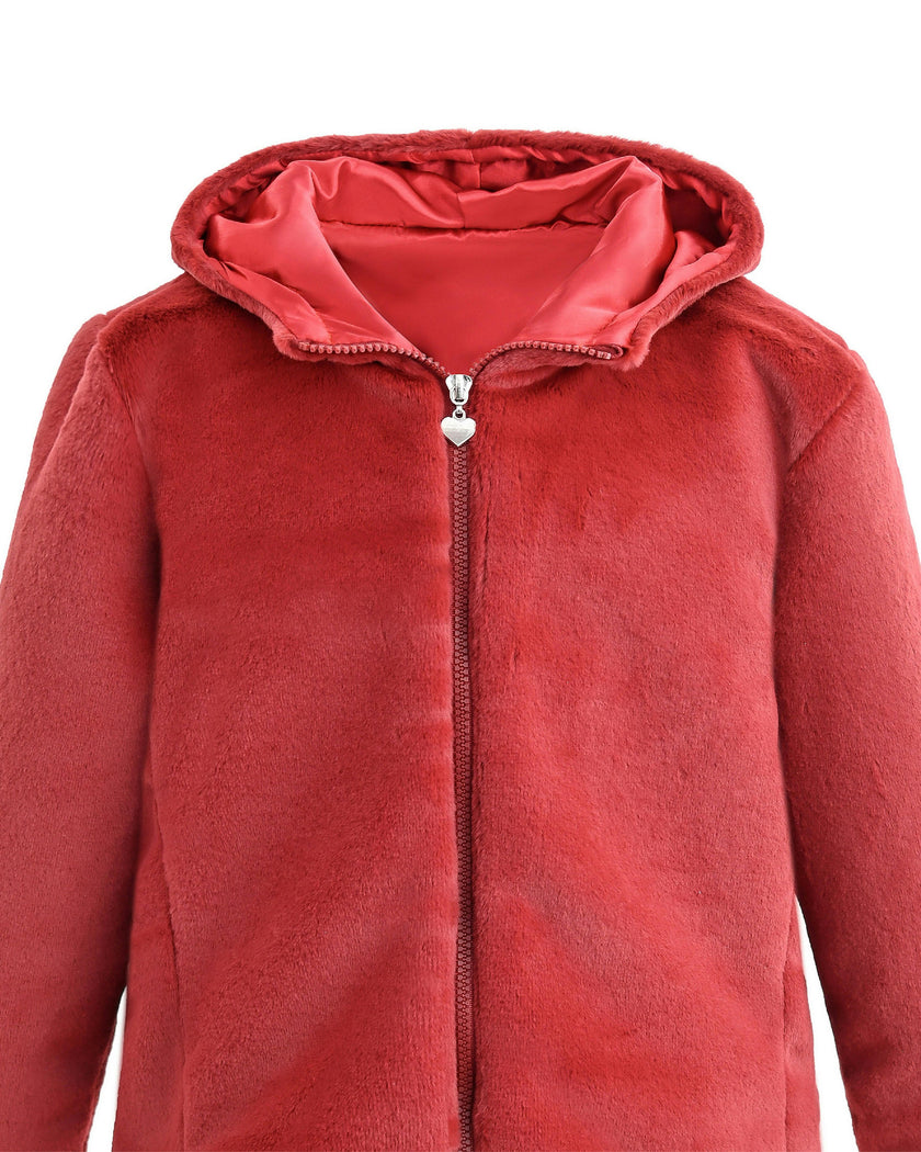 Red Plush Hooded Jacket