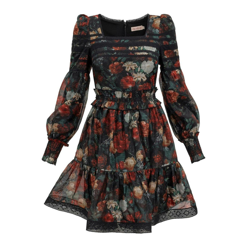 Evangeline Dress in Midnight Roses