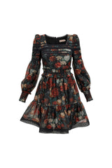 Evangeline Dress in Midnight Roses