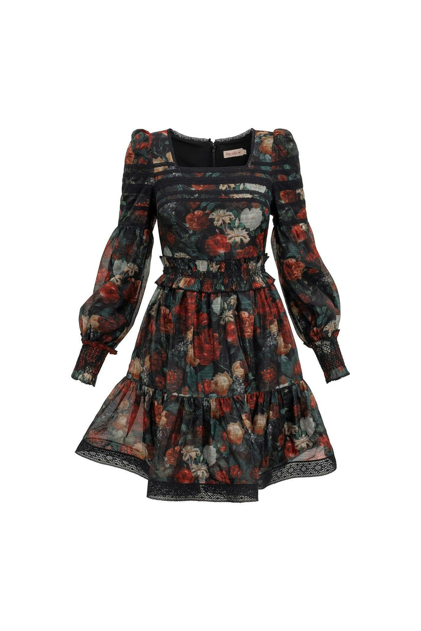 Evangeline Dress in Midnight Roses
