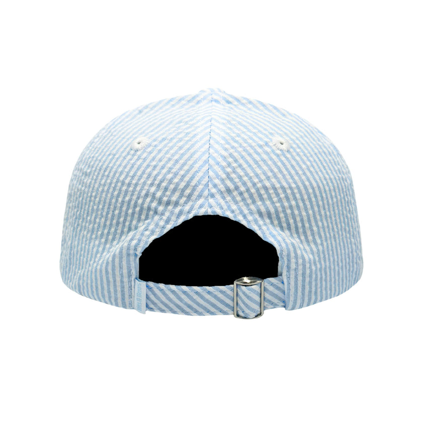Blue Seersucker Football Baseball Hat (Baby/Toddler, Youth)