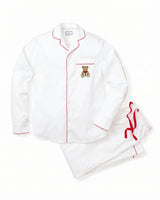 Maisonette x Petite Plume Men's Twill Pajamas, Merry Teddy