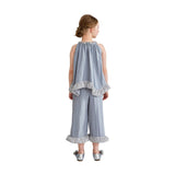 Blue Calyra Ruffle Pant Set