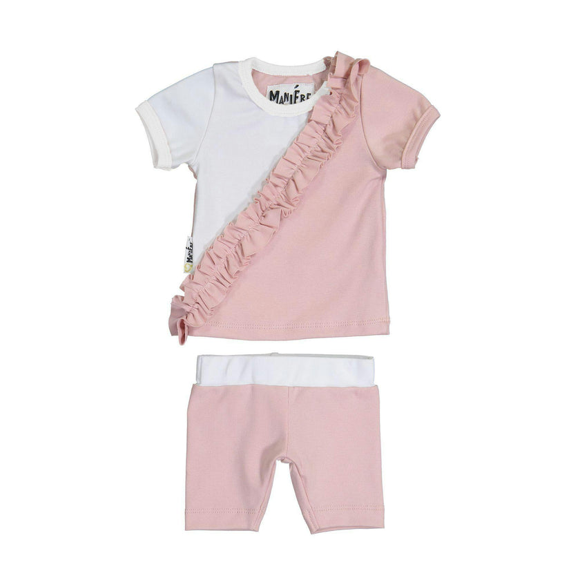 Diagonal Ruffle Two Piece Set