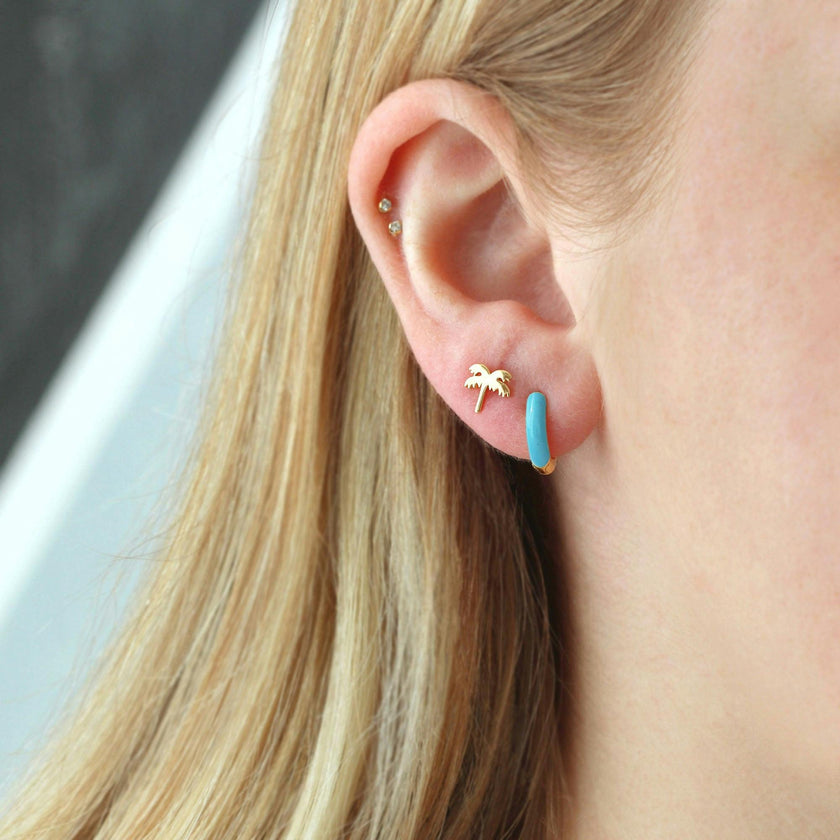 Enamel Huggie Hoop Earrings