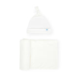 Stretch Knit Swaddle and Hat Set - White