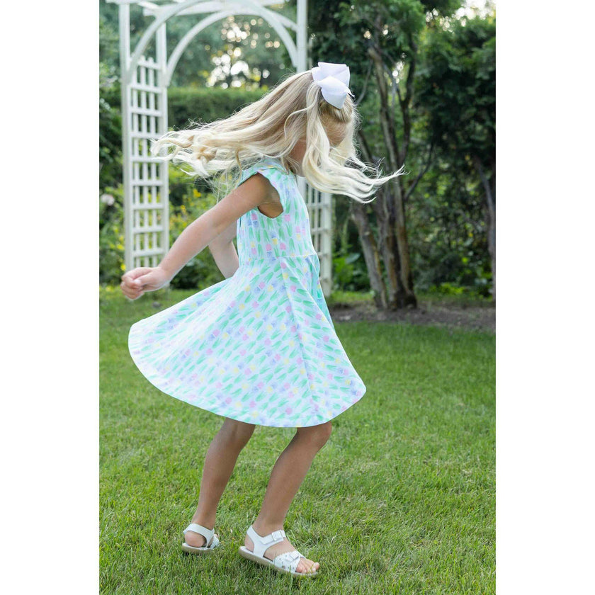 Printed Knit Tulip Twirl Dress