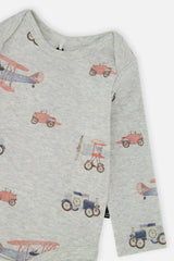 Organic Cotton Onesie Beige Printed Airplanes