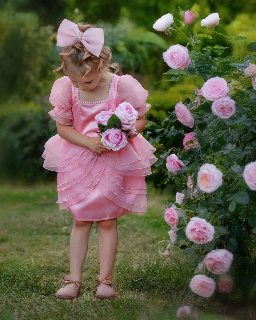Blush Petal Princess Ruffle Pink Birthday Dress for Girls