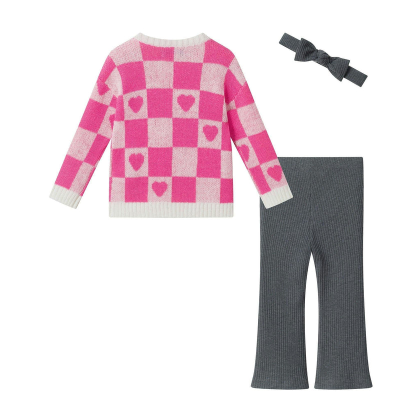 Infant (9-24M) Girls 3-Piece Sweater Set | Patchwork Hearts