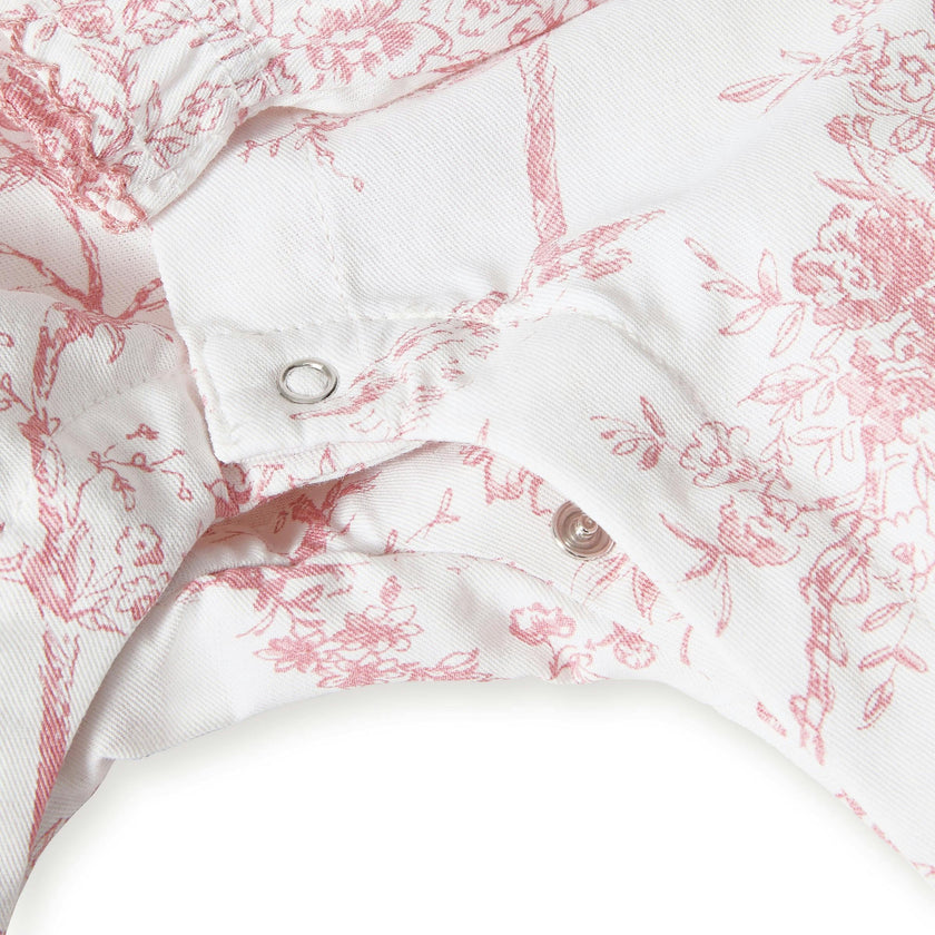 Baby's Twill Madeline Romper in Pink Timeless Toile
