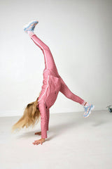 girls dusty pink polka dot retro warm-up jogger