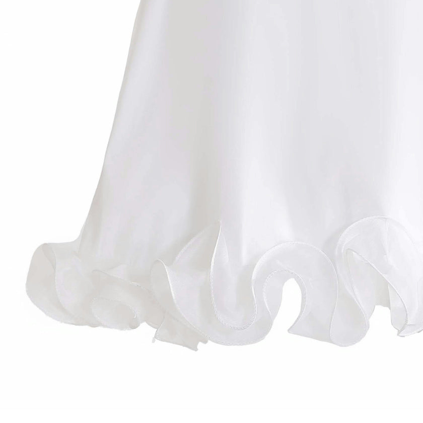 White Ruffle Puff Skirt Set