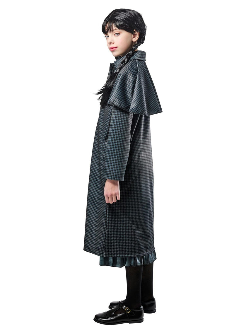 Girls' Wednesday Gray Houndstooth Print Coat