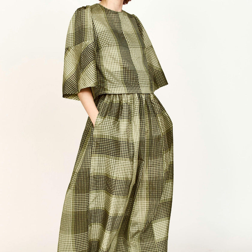 Provence Top in Olive Plaid
