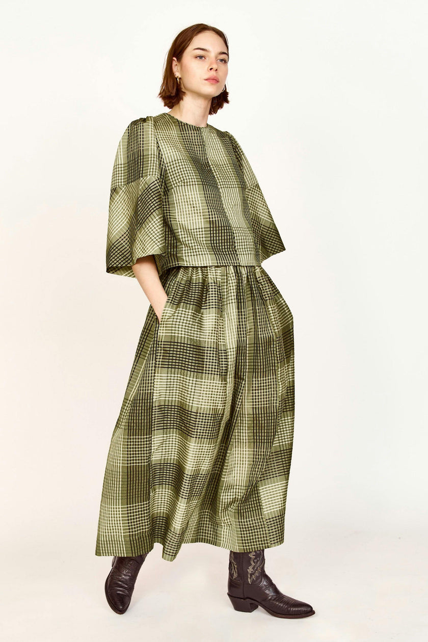 Provence Top in Olive Plaid