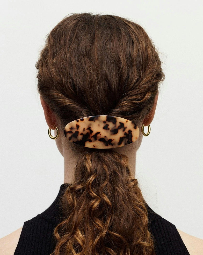 Jumbo Oval Barrette in White Matte