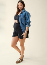 Short Sleeve V-Neck Knit Maternity Romper