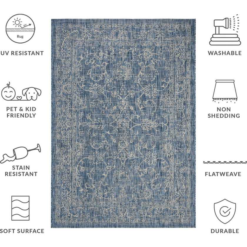 Courtyard Juniper Indoor/Outdoor Rug, Navy