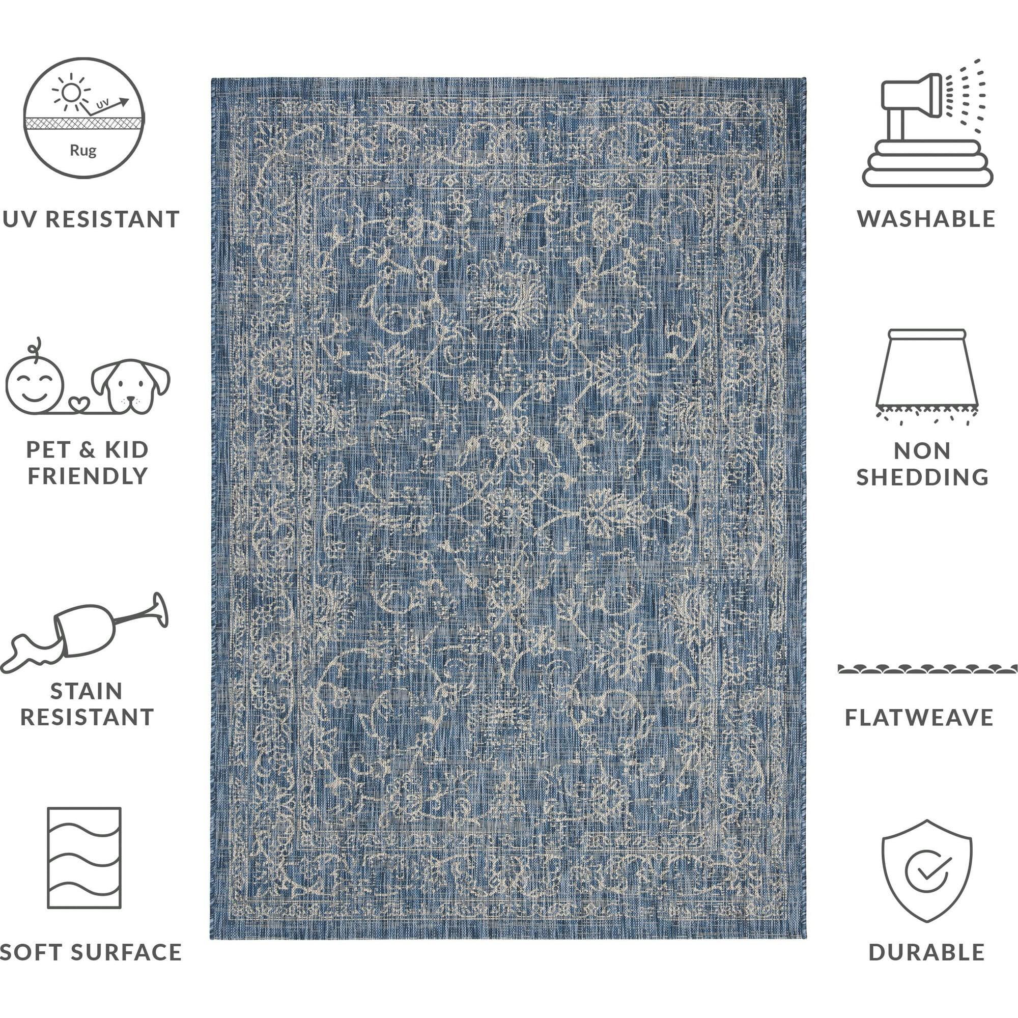 Courtyard Juniper Indoor/Outdoor Rug, Navy