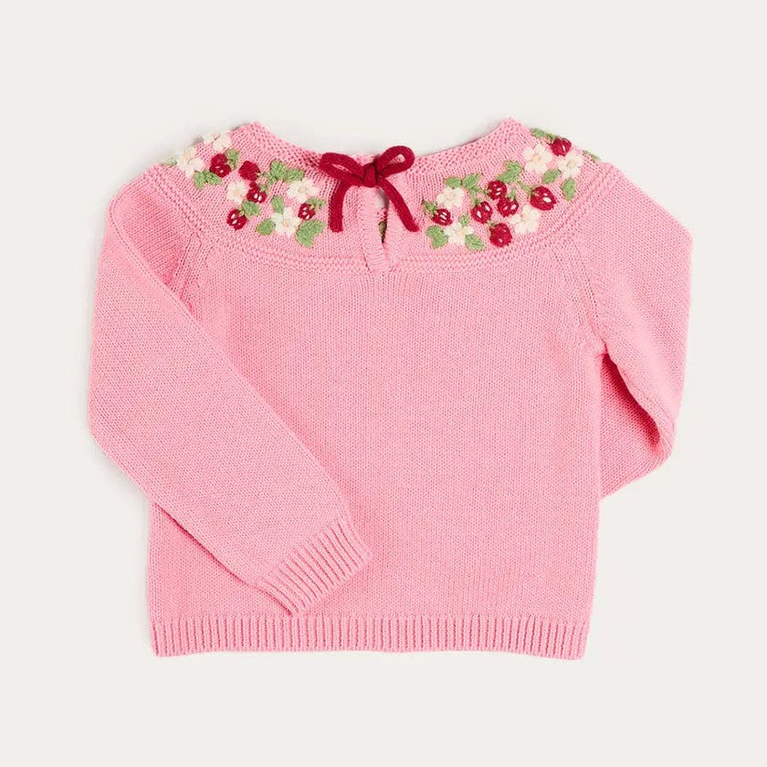 Strawberry Embroidered Jumper in Pink (12mths-6yrs)