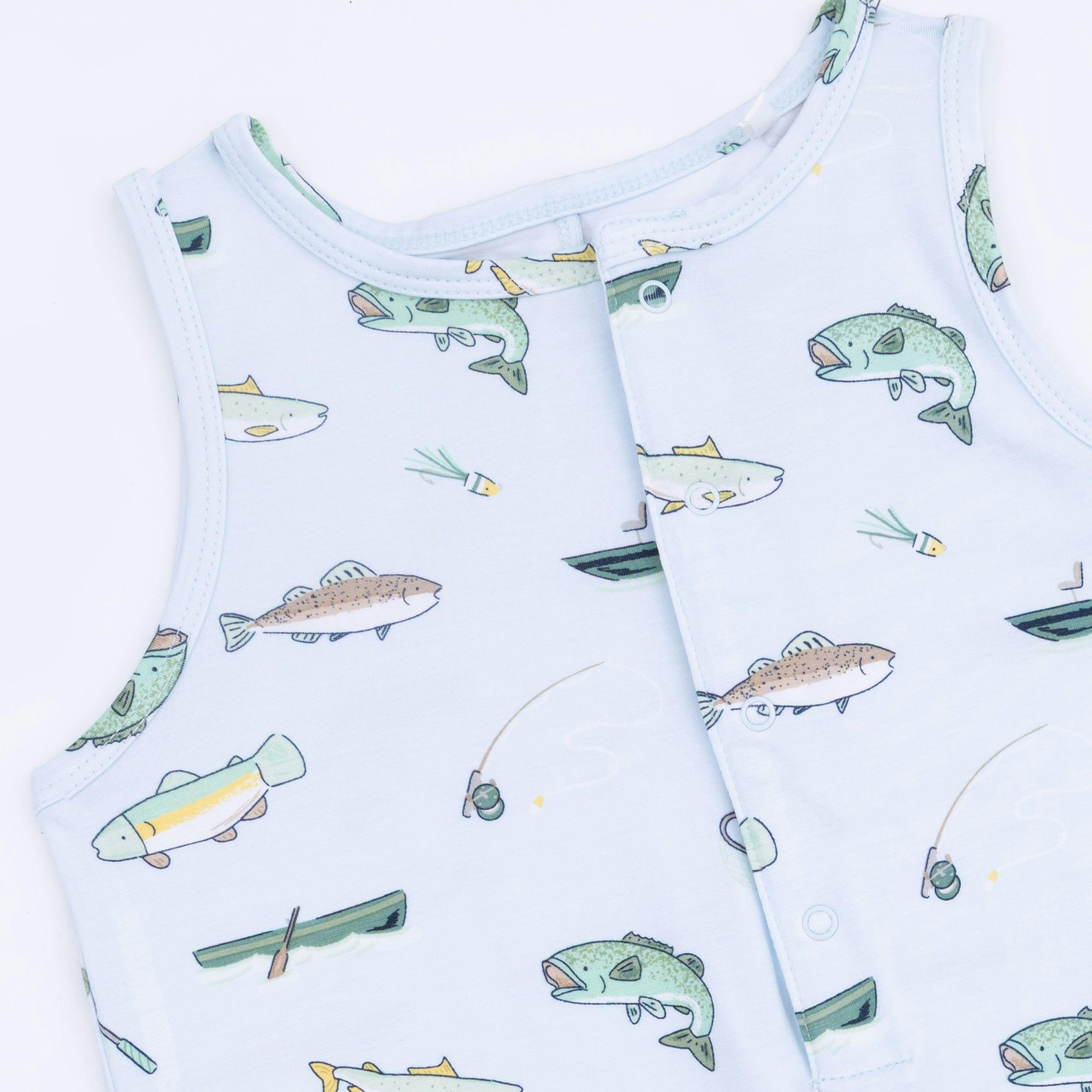 Fishing - Sleeveless Shortie Romper & Bucket Hat