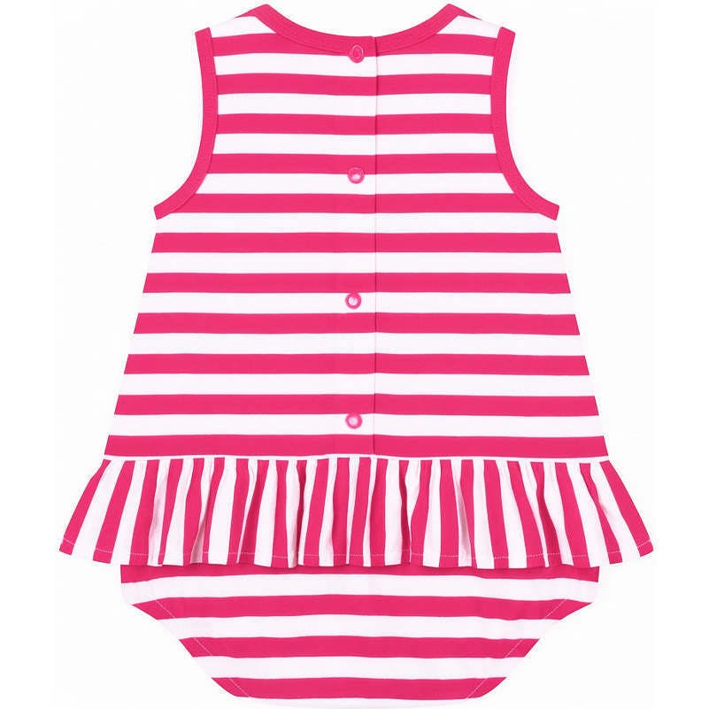 Stripe Knit Romper With Flower